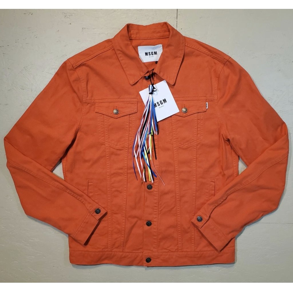 Msgm Milano Orange Denim Trucker Jacket Us$430 | Nwt - Made In Italy | It 52